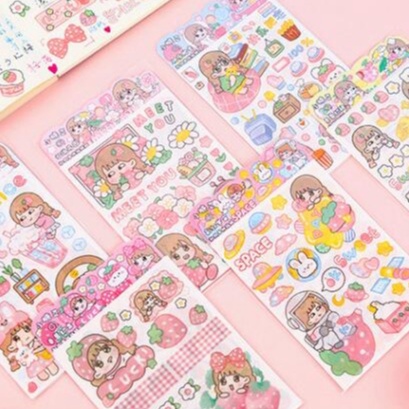 Bộ Sticker 4 Tấm Bé Đậu Ngọt Trang Trí Vật Dụng Cá Nhân Full 6 Mẫu Sinh Hoạt