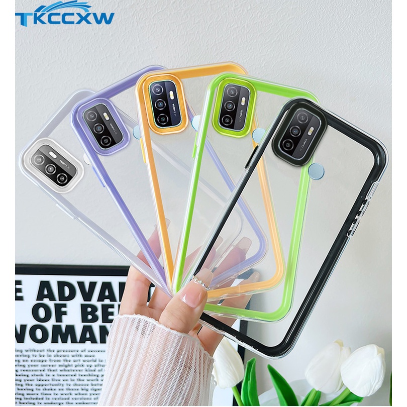 Ốp Điện Thoại Trong Suốt Viền Màu Kẹo Chống Sốc 3 Trong 1 Cho OPPO A31 A5 A9 2020 A52 A92 A72 A12 A7 AX7 A5S AX5S A12e AX5 A3S
