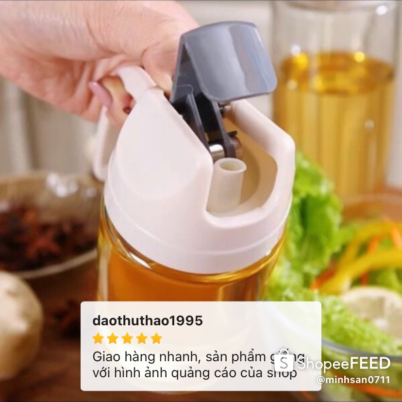 Combo 2 bình đựng dầu ăn, nước mắm, xì dầu tự động mở nắp khi rót