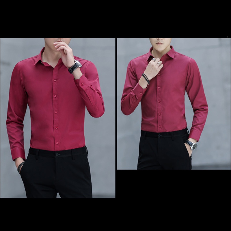 Áo sơ mi trơn màu, công sở cho nam và nữ, tay dài có nút trên, năm màu tùy chọn, nhiều kích cỡ, vải thoải mái