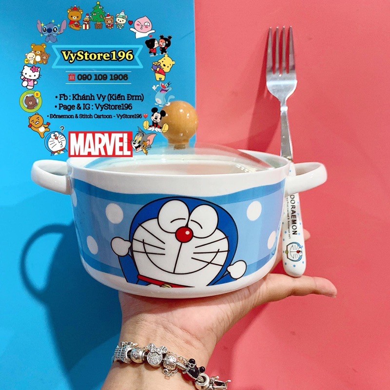 NỒI SỨ ĂN MÌ ĐÔREMON / THỐ NẤU SOUP HOẠT HÌNH ĐÔRAEMON ĐUN ĐƯỢC TRỰC TIẾP TÊN BẾP