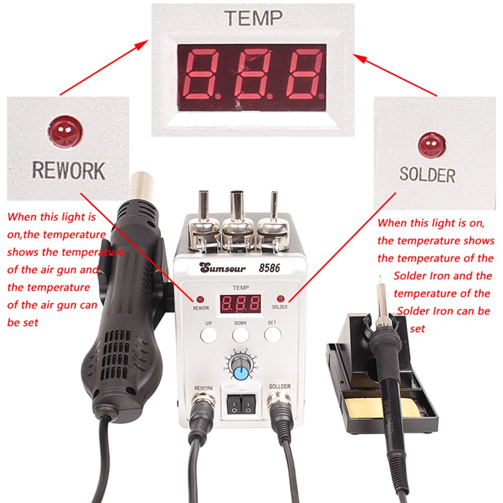 Dụng Cụ Hàn Sắt Kỹ Thuật Số 2 Trong 1 8586 760W 220V ESD