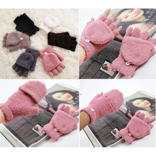Bao tay găng tay len giữ ấm mùa đông đa năng có thể để lộ ngón hoặc che kín ngón cho bé 4-12 tuổi