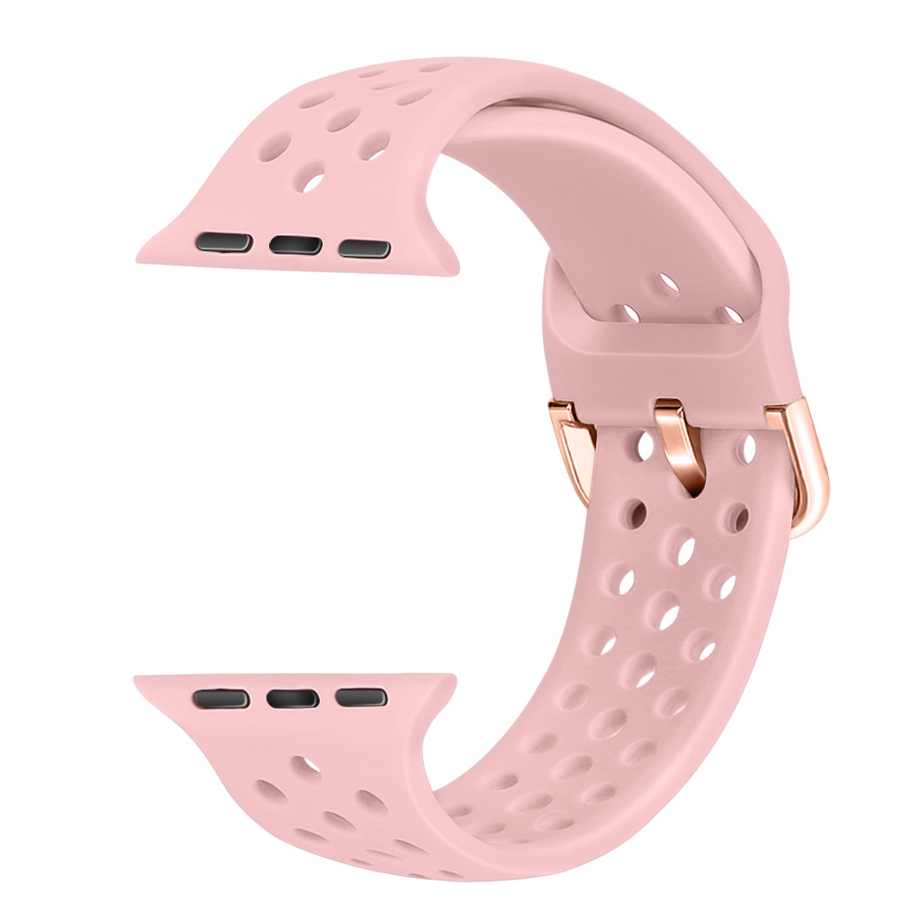 Dây Đeo Silicone Có Khóa Kim Loại Cho Đồng Hồ Thông Minh Apple Watch 41/40/38mm 45/44/42mm 7/SE/6/5/4/3/2/1