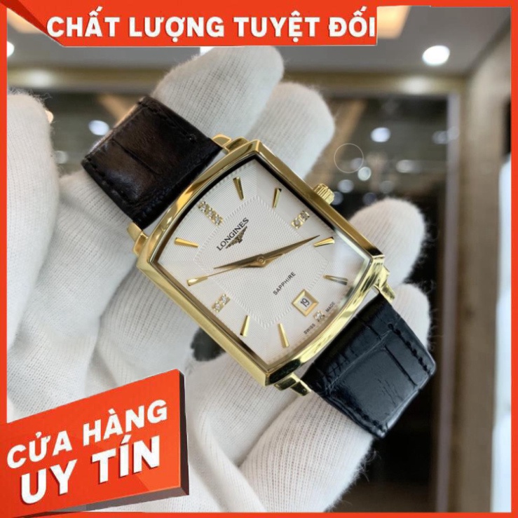Đồng Hồ Nam longines Sapphire LG025A Case 36mm Mặt Chữ Nhật Máy Pin Nhật Chống Xước Tuyệt Đối