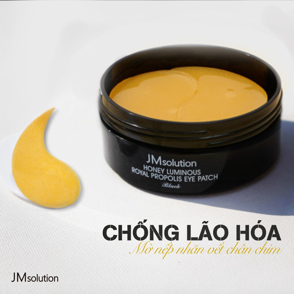 Mặt nạ mắt JM Solution Honey Luminous Royal Propolis Eye Patch (Black) 60 miếng + Tặng 1 mặt nạ JM solution bất kì