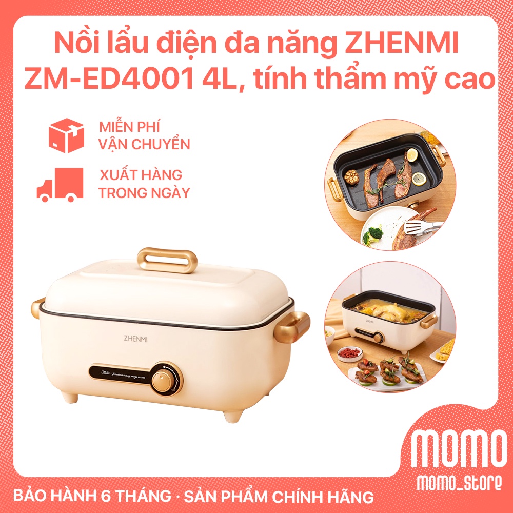 [hàng hãng] Nồi lẩu điện đa năng ZHENMI ZM-ED4001 4L, tính thẩm mỹ cao