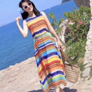 Đầm maxi cầu vồng 7 sắc