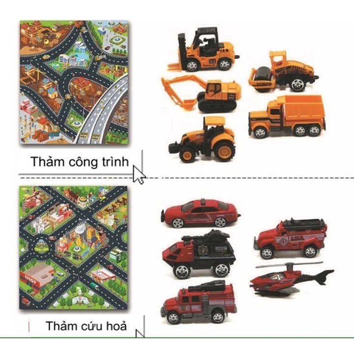 thảm mô hình thành phố 6 chủ đề --công trình-nông trại- cứu hỏa...