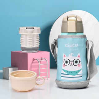 [Thép 316 Cao Cấp] Bình Giữ Nhiệt Nóng Lạnh Hiển Thị Nhiệt Độ, Có Ống Hút, túi đựng Cho Bé