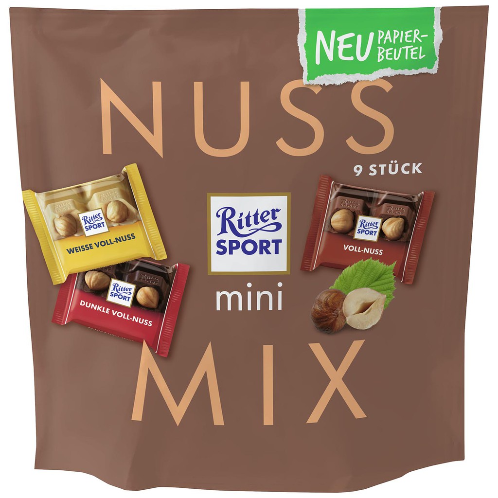 (2 loại) Chocolate Ritter Sport hỗn hợp gói 150gr