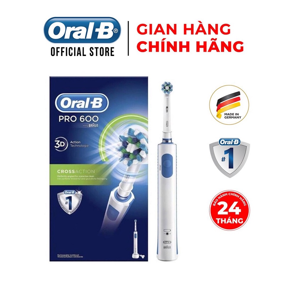 Bàn chải đánh răng Oral-B, hàng chính hãng 100%, bảo hành 24 tháng.