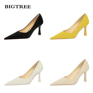 Giày cao gót BIGTREE 0382-1 mũi nhọn gót cao hơn 8cm thời trang cá tính