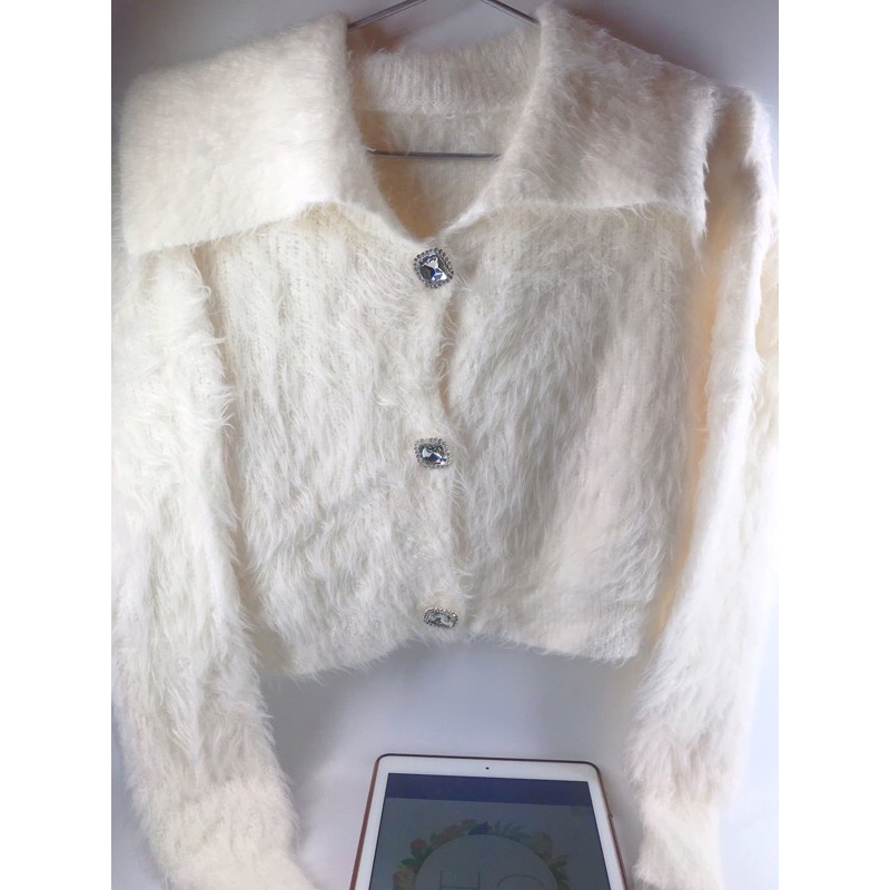 [Có sẵn] [Có ảnh video thật] Áo len lông thỏ áo cardigan tiểu thư sang chảnh A204 | BigBuy360 - bigbuy360.vn