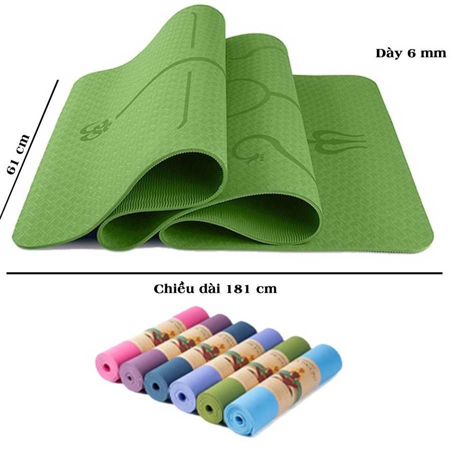 Thảm yoga định tuyến Thảm tập gym chống trượt tập thể dục tại nhà 2 lớp 6mm và 8mm chất liệu TPE 88324
