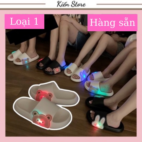Dép quai ngang nam nữ có đèn hình thỏ gấu cute 4 màu phong cách Ulzzang Mã 115