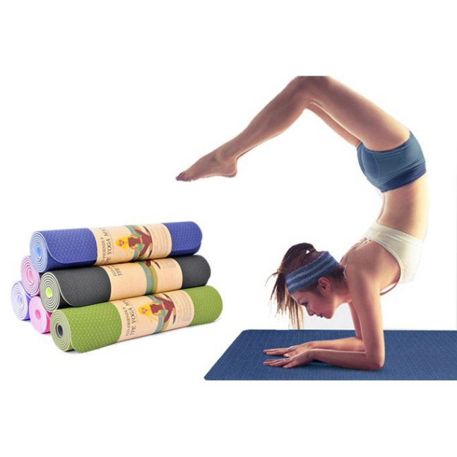 Thảm YOGA Chất Liệu TPE 2 Lớp Dày 6MM Chống Trơn Trượt Tập YOGA, GYM