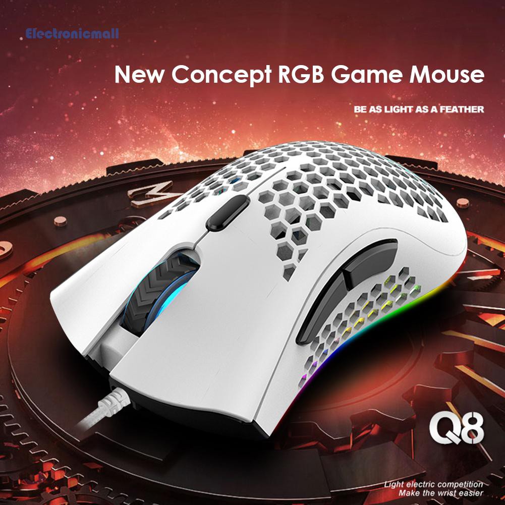 Chuột Chơi Game Có Dây Đèn Led 7 Nút Q8 Rgb 7200dpi