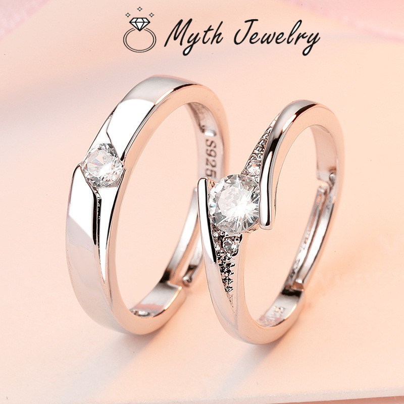 Nhẫn đôi cặp bạn thân tình yêu đẹp giá rẻ nam nữ đính đá NB03