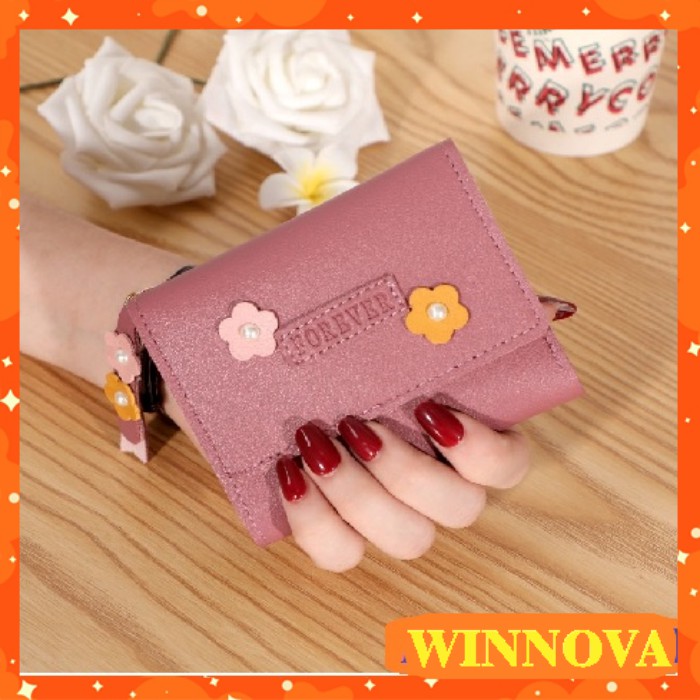 Ví nữ ngắn đẹp cầm tay mini nhỏ gọn bỏ túi nhiều ngăn dễ thương WINNOVA AV34