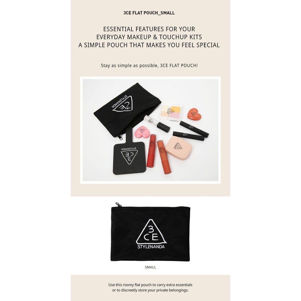 TÚI ĐỰNG MĨ PHẨM ĐA NĂNG [3CE] FLAT POUCH