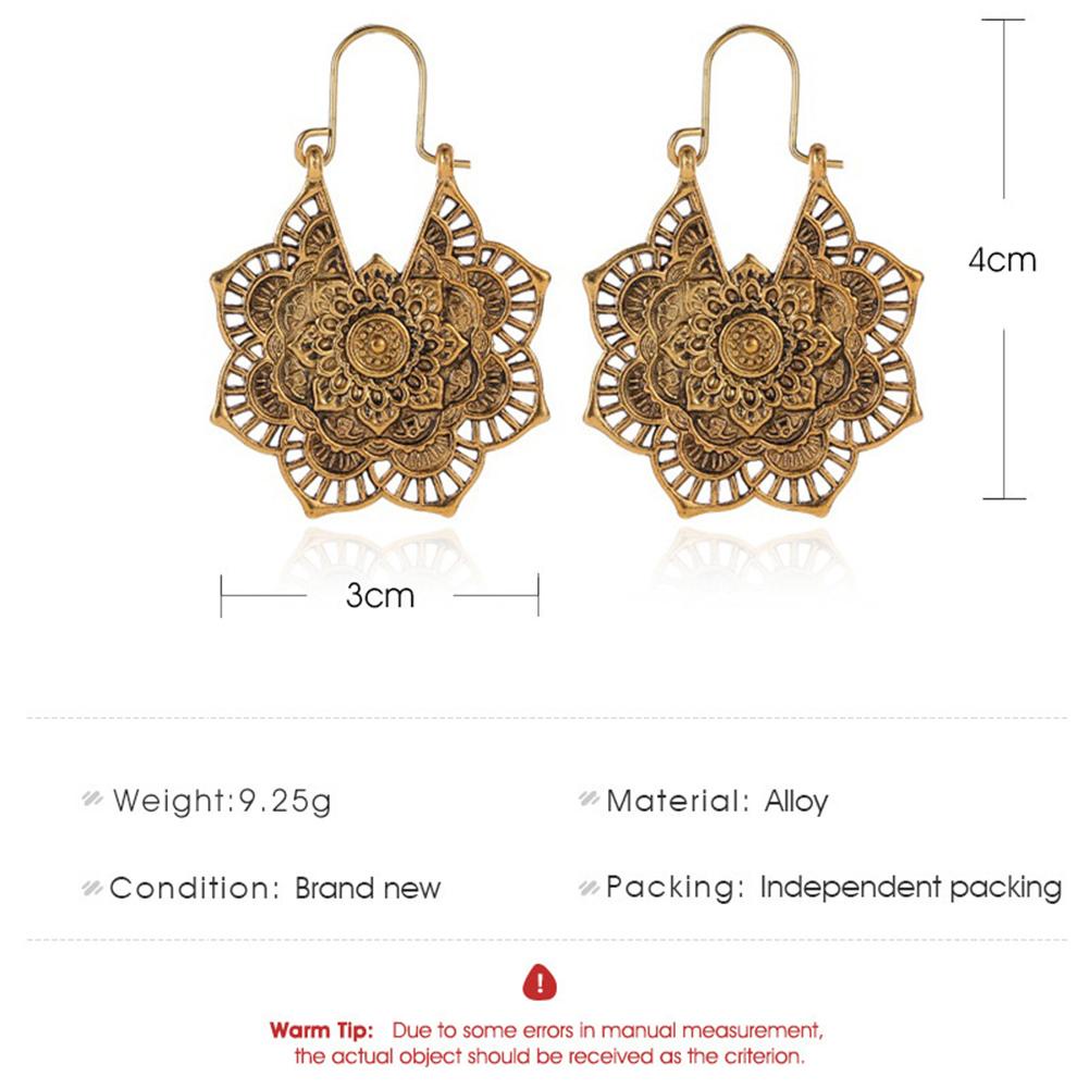 Bông Tai Hình Hoa Điêu Khắc Phong Cách Bohemian Cổ Điển Thời Trang