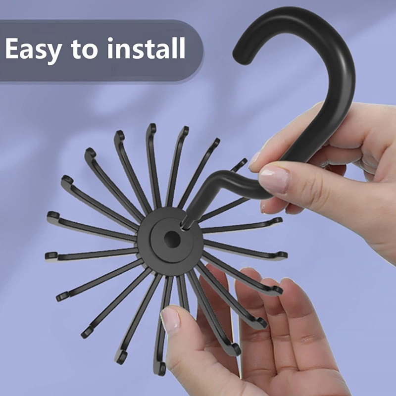 Giá Đỡ Cà Vạt / Thắt Lưng Xoay 360 Độ 18 Móc Tiện Dụng Cho Tủ Quần Áo