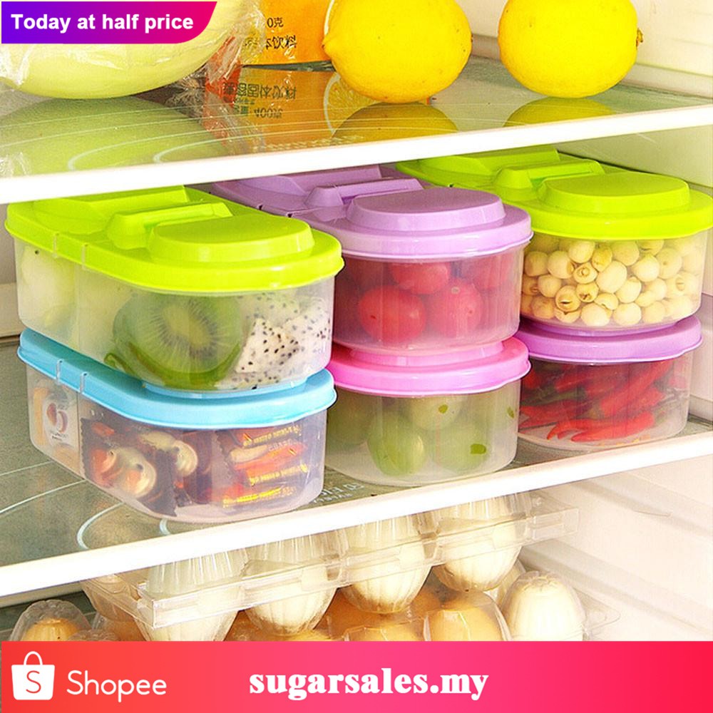 Hộp Nhựa Đựng Thực Phẩm Lưu Trữ Tủ Lạnh Hai Ngăn Có Nắp Nhiều Màu Tùy Chọn Tiện Dụng | BigBuy360 - bigbuy360.vn