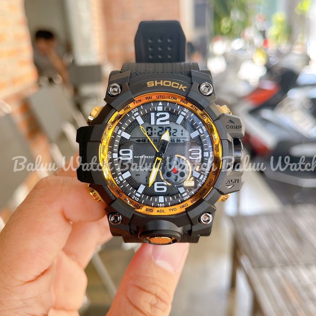 Đồng hồ nam nữ GA1100 viền vàng thể thao kim điện tử | BigBuy360 - bigbuy360.vn