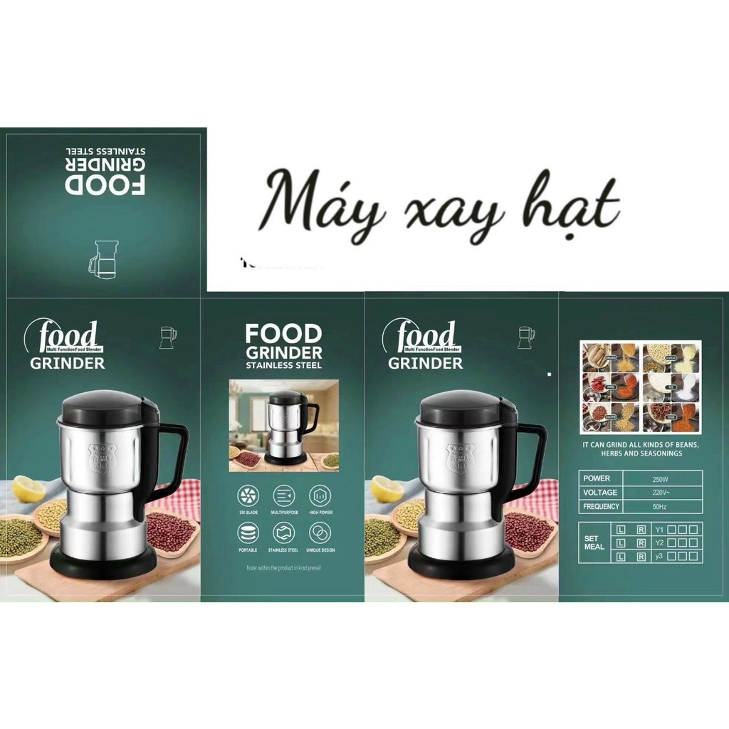 Máy Xay Hạt Khô ,Máy Xay ngũ cốc Công Suất 300w lưỡi dao 6 cánh Thân Máy Bằng Thép Không Gỉ - HANGTIEUDUNG8990