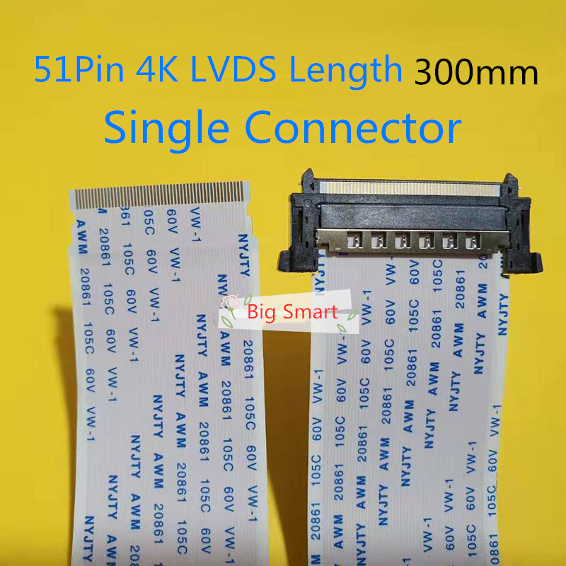 Đầu nối dây cáp FFC FPC 51Pin chấu tích hợp chấu I-PEX 0.5mm nối màn hình LVDS 1080P 4k HDTV 51P