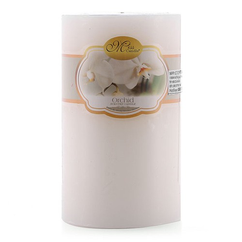 Nến thơm trụ tròn D6H10 Miss Candle MIC0833 6 x 10 cm (Trắng, hương hoa lan)