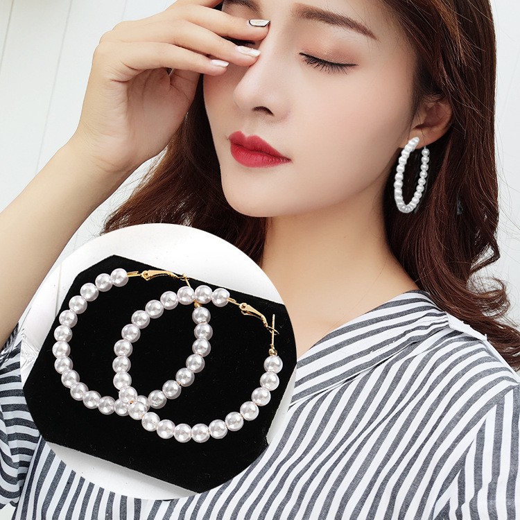 Khuyên tai tròn gắn hạt