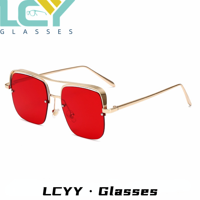 Lcyy Kính Mát Lái Xe Nửa Gọng Vuông Bằng Kim Loại Mẫu Mới 8921