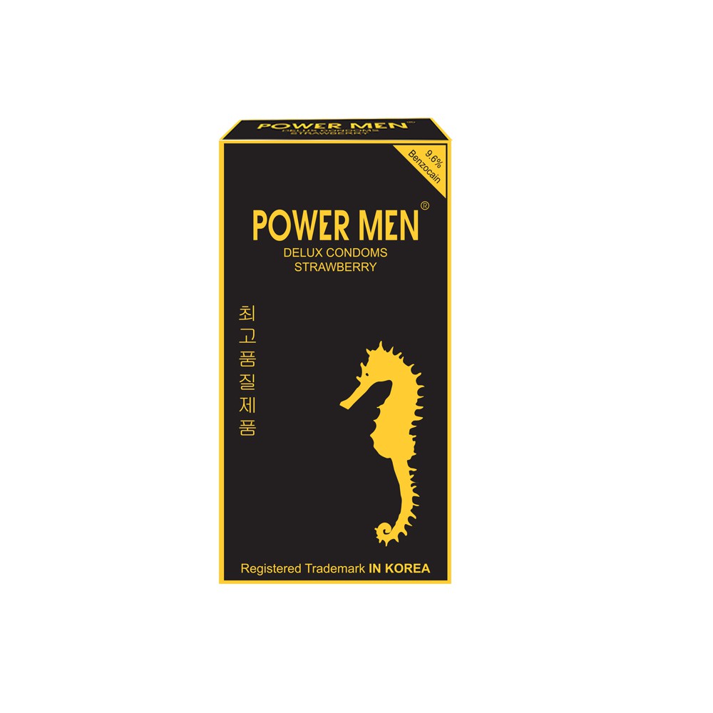 [MỚI] Bao cao su Gân Gai POWER MEN Strawberry Hương dâu, Chống xuất tinh sớm Hộp 9 chiếc