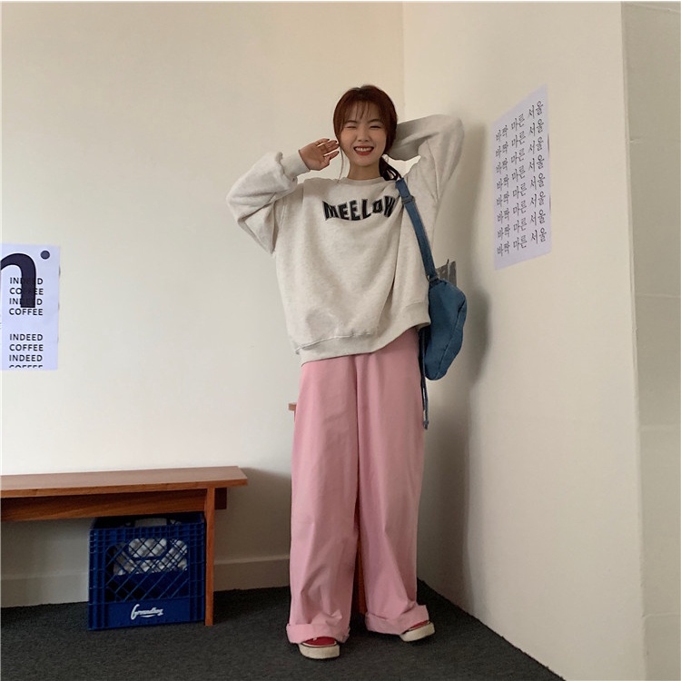 Áo sweater tay dài in chữ tiếng anh phong cách hàn quốc xinh xắn cho nữ