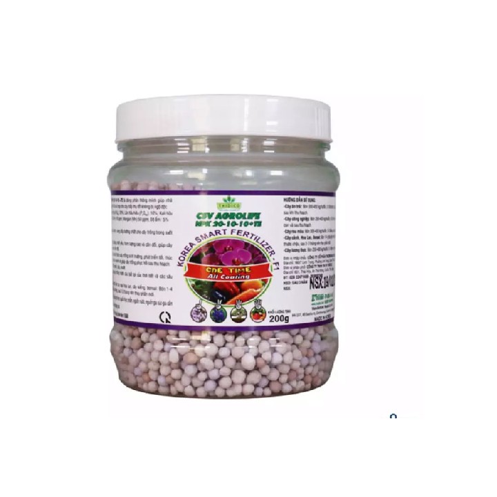 Phân chậm tan Hàn Quốc NPK 20-10-10 lọ 200g