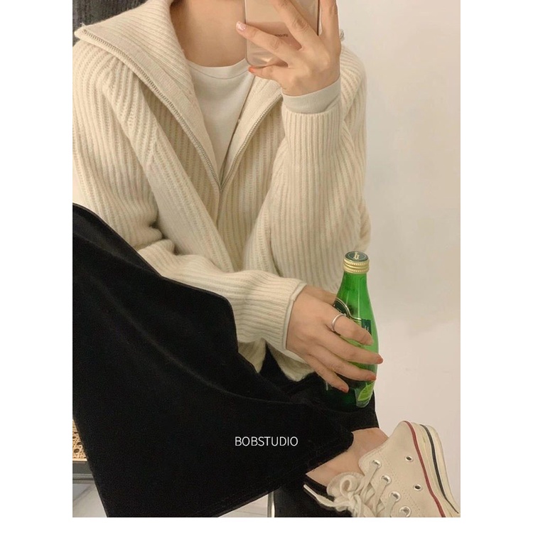 Áo Khoác cardigan Dệt Kim Màu Trơn Đơn Giản Thời Trang Hàn Quốc