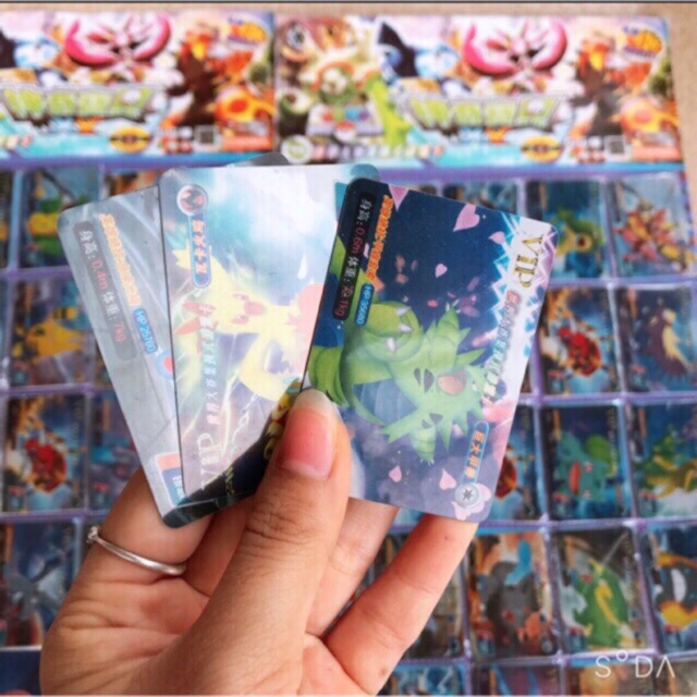 Thẻ bài pokemon nhựa vip ( vỉ 30 bộ, bộ 3 thẻ)