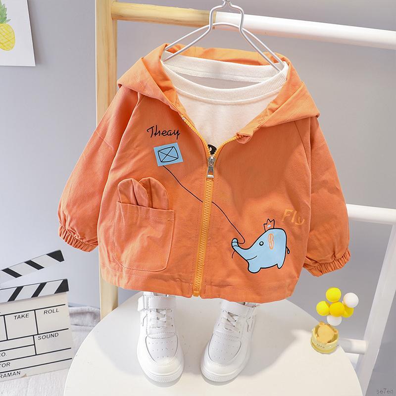 Áo Khoác Hoodie Tay Dài Màu Trơn Se7En Cho Bé 3-60 Tháng