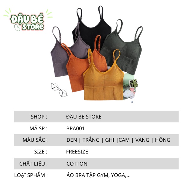 Áo Bra Nữ Dáng Dài Nâng Ngực - Tập Gym / Yoga - Top Hở Lưng Chữ U Chất Thun Tăm Kèm Mút Mỏng -Daube-Bra01