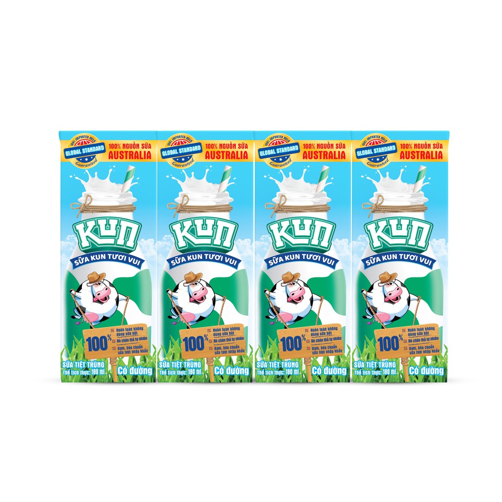 Sữa kun tươi vui có đường thùng 48 hộp x 180ml