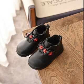 Boot cổ thấp đính hoa da pu