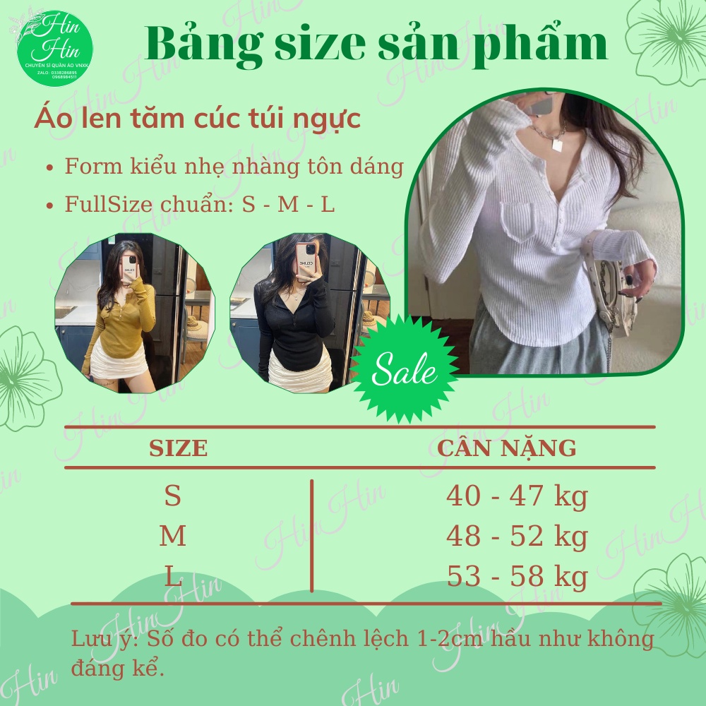 [Hàng chuẩn] Áo len tăm cúc túi ngực ❣️Áo len tăm body dài tay tôn dáng- hinhin | BigBuy360 - bigbuy360.vn