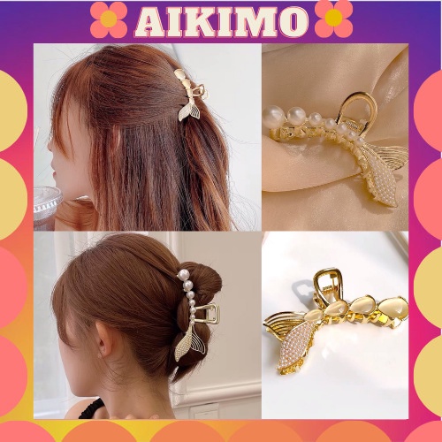 Kẹp tóc Hàn Quốc tiên cá đính đá Aikimo Kẹp tóc kim loại Cặp tóc càng cua thời trang cho nữ sang chảnh dễ thương KD5