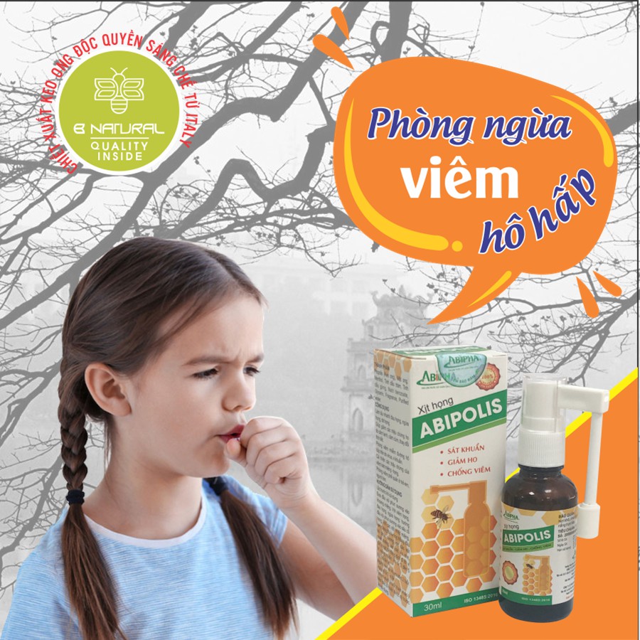 Abipolis - Làm dịu nhanh đau họng, ngứa họng, rát họng. Giúp giảm ho do cảm cúm (Lọ 15ml)