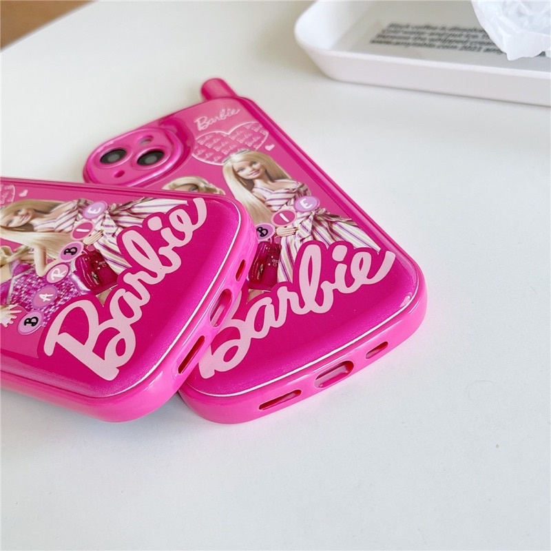 Ốp lưng iphone mềm dẻ mẫu điện thoại bàn phím hình barbie màu hồng chói loá, được chú ý lắm lun