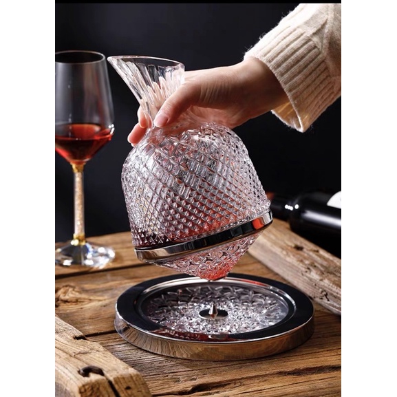 Bộ 6 ly vang pha lê kèm 1 bình xoay cao cấp