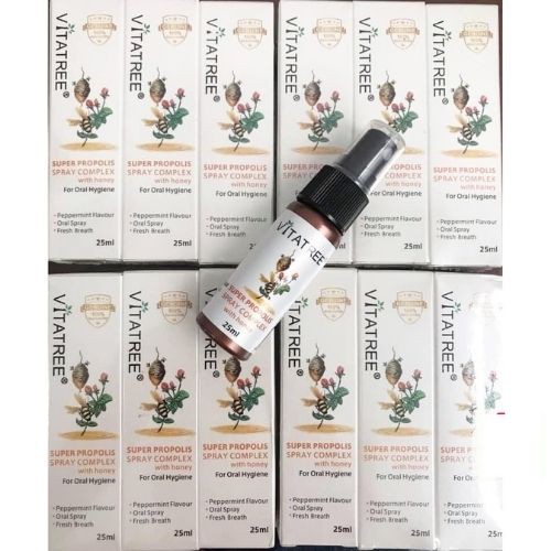 Xịt keo ong Vitatree Super Propolis Spray complex with Honey, Úc (25ml) giảm đau họng cho trẻ 2 tuổi trở lên