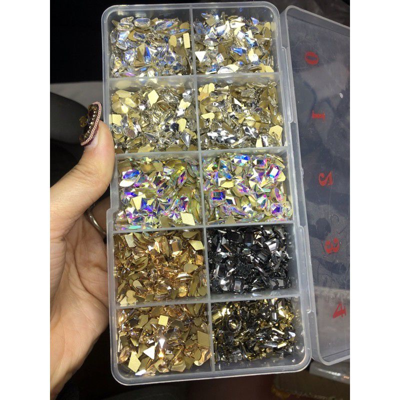 Đá khối chân bằng nail túi mix 100 viên 50 viên đính móng
